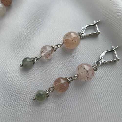 Серьги Камни Елены, кварц, размер 55 мм