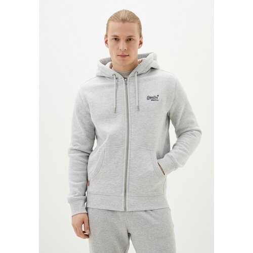 фото Толстовка superdry essential logo zip hoodie, размер 3xl, серый