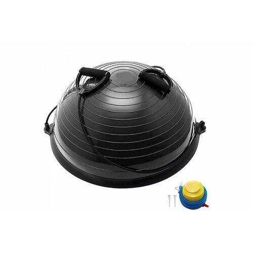 BOSU055-24 Полусфера BOSU гимнастическая, 58см, (черная) в комплекте с эспандером и насосом (B35085 - Sportex полусфера гимнастическая 60см с насосом и эспандером gobetters черная