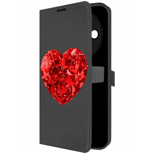 Чехол-книжка Krutoff Eco Book для Xiaomi Redmi A3 Рубиновое сердце (черный) чехол книжка krutoff eco book для xiaomi redmi a1 рубиновое сердце красный