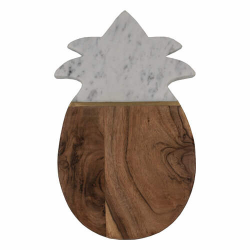 Доска разделочная, сервировочная из белого мрамора и дерева акации Borghouse 