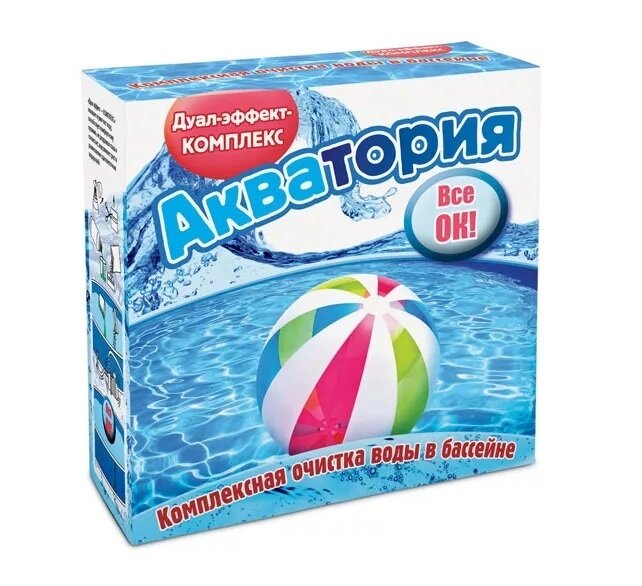 Акватория Дуал-эффект-КОМПЛЕКС для очистки воды в бассейне 500 мл + 1 кг