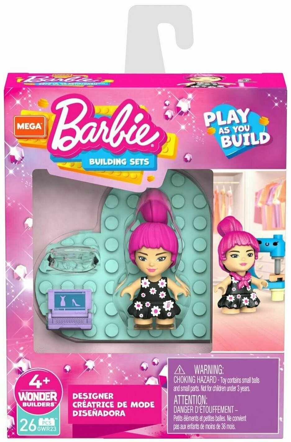 Кукла Mattel Mega Construx Barbie Профессии Дизайнер, GWR21_GWR23