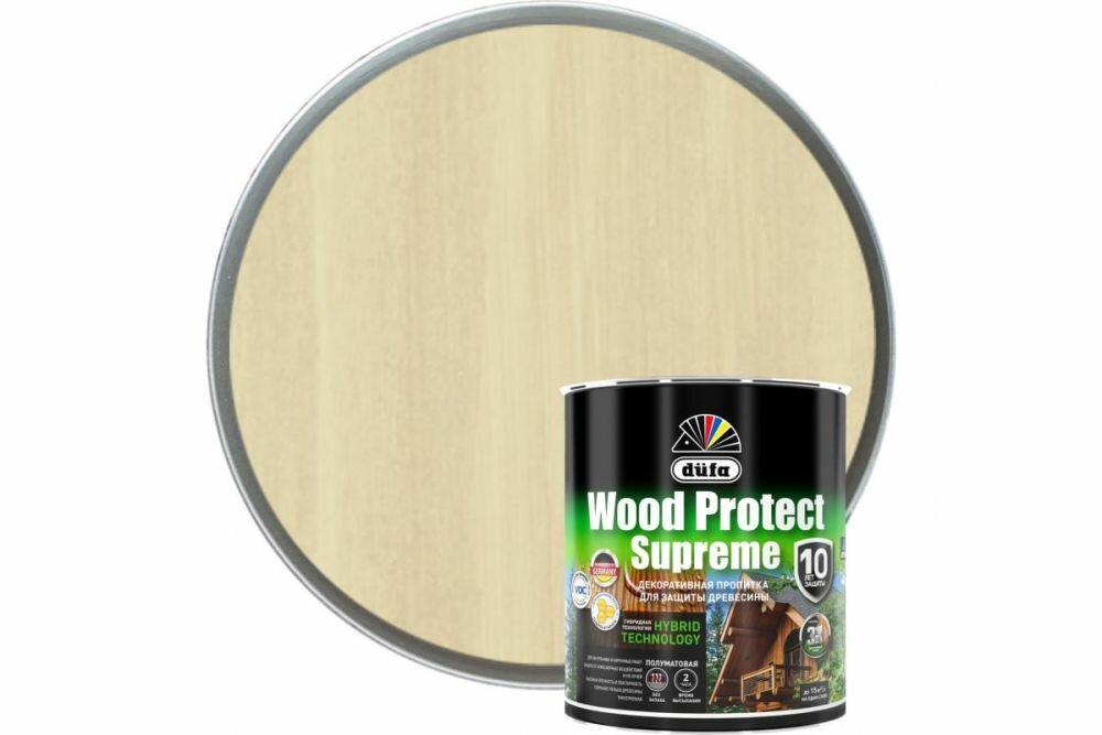 Пропитка по Дереву Dufa Wood Protect Supreme 0.75л Бесцветная, Гибридная для Внутренних и Наружных Работ / Дюфа Вуд Калор Суприм.