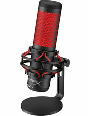 Микрофон проводной HyperX QuadCast, комплектация: микрофон, разъем: USB Type-C, черный/красный, 1 шт