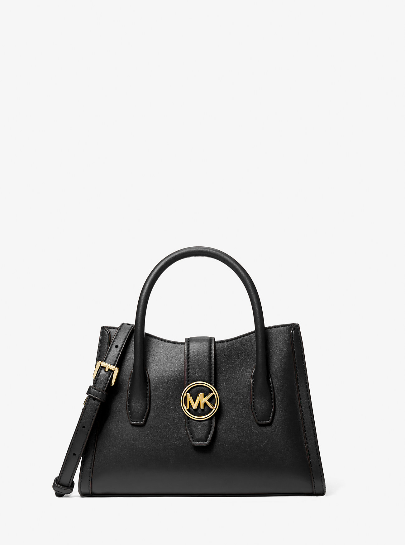 MICHAEL KORS черная на молнии с ремешком-клапаном, плечевым ремнем и ручками