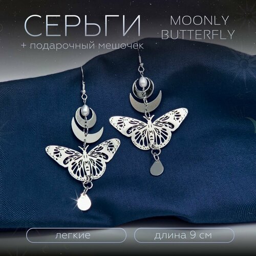 Серьги , серебряный, белый 2020 new green crystal butterfly pendant necklace jewelry couple fairy lover cubic zirconia butterfly necklaces jewelry