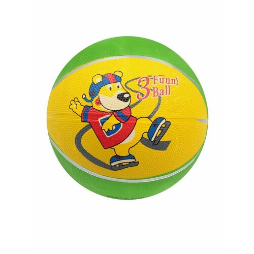 Мяч баскетбольный №3 мини Мишка на коньках желто-зеленый 85305-KR18