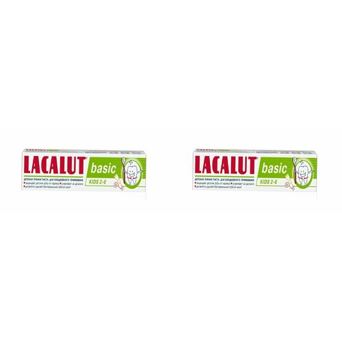 Lacalut Зубная паста Basic Kids, 2-6 лет, 60 г, 2 шт детская зубная паста lacalut basic kids 2 6 60 г