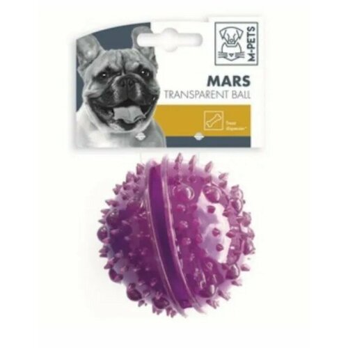Игрушка для собак M-PETS мяч Mars с дозатором для угощений (диаметр 8 см, фиолетовый прозрачный)