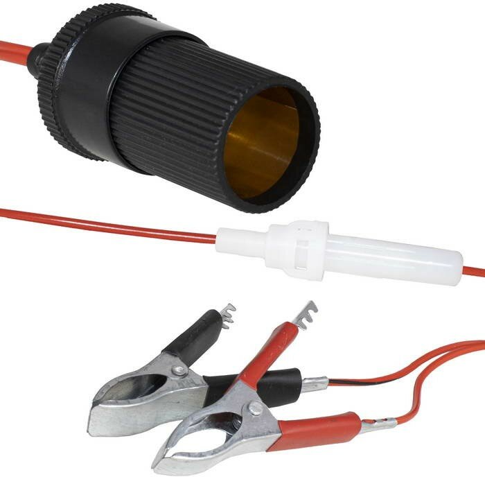 фото TD-61, Удлинитель гнезда прикуривателя от аккумулятора с зажимами типа "крокодил" , 12 В, пластик/металл