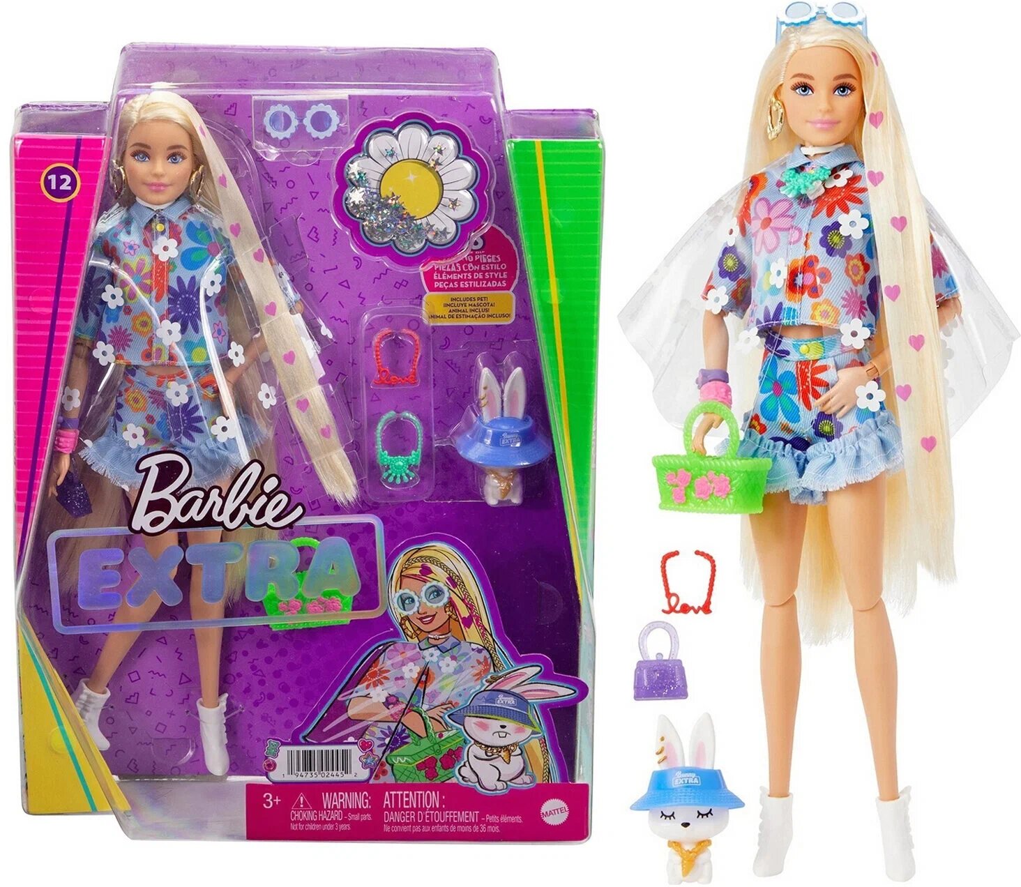 Кукла Barbie Экстра в одежде с цветочным принтом, HDJ45 разноцветный