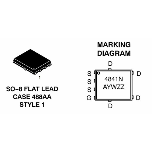 Микросхема NTMFS4841NT1G N-Channel MOSFET 30V 57A SO-8FL микросхема ntmfs4c03nt1g n channel mosfet 30v 136a so 8fl