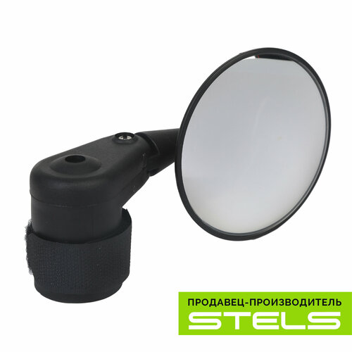 Велосипедное зеркало заднего вида STELS DX-2002VF на липучке с габаритным огнём, пластиковое черное VELOSALE