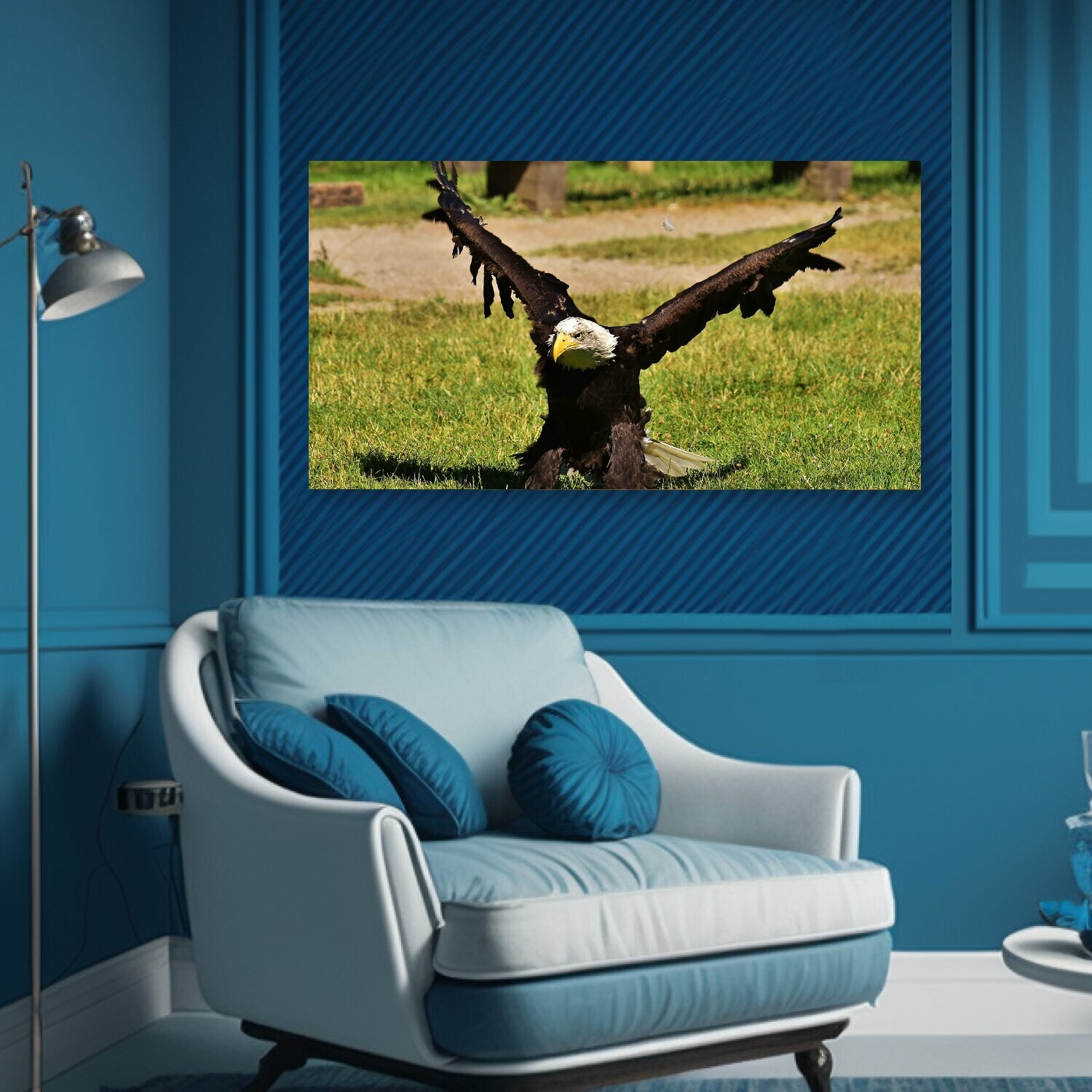 Картина на холсте "Орел, белоголовый орлан, птица" на подрамнике 75х40 см. для интерьера