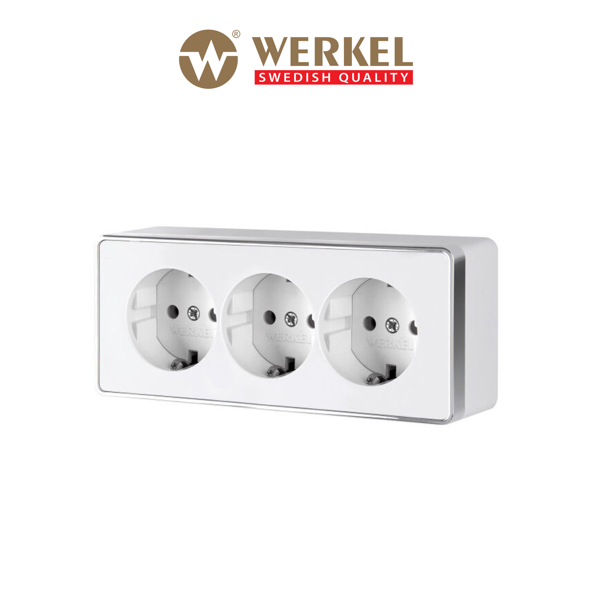 Розетка тройная с заземлением и шторками Werkel Gallant W5073101 белая IP20