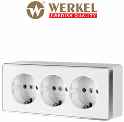 Розетка тройная с заземлением и шторками Werkel Gallant W5073101 белая IP20