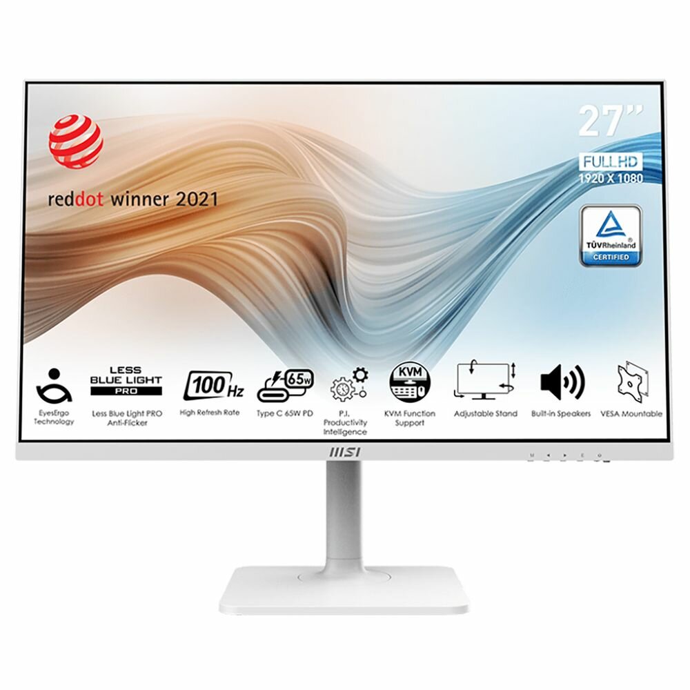 Монитор MSI 27" Modern MD272XPW белый IPS LED 16:9 HDMI M/M матовая HAS Piv 300cd 178гр/178гр 1920x1080 100Hz DP FHD USB 5.6кг