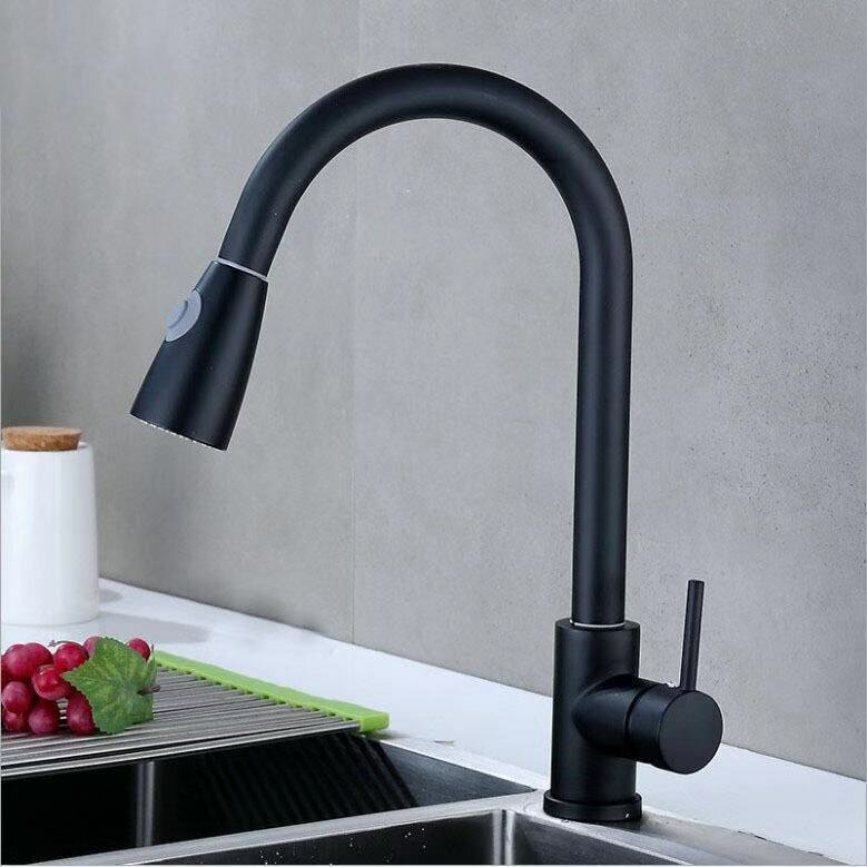 фото Кухонный кран из нержавеющей стали 304, выдвижной кран, выдвижной матовый кран для горячей и холодной воды из нержавеющей стали, бытовой