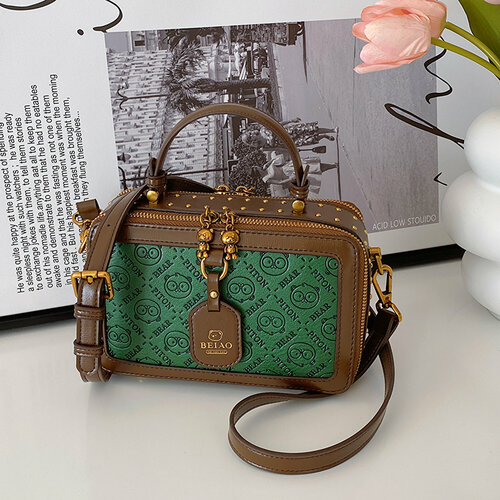 Сумка барсетка BeiBaoBao фактура рельефная зелёный 4300₽