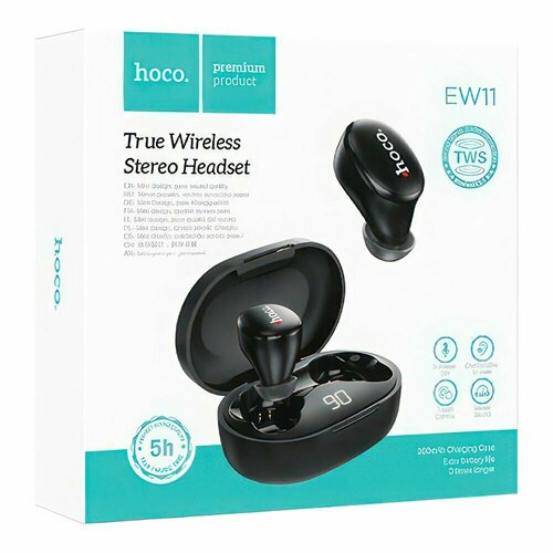 TWS гарнитура HOCO EW11 Melody BT 51 внутриканальная LED дисплей черный 1620₽