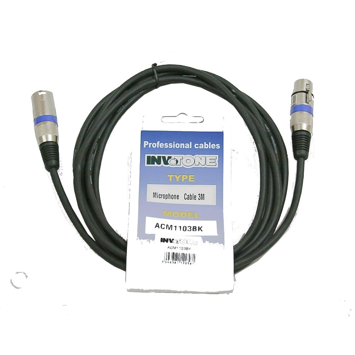 INVOTONE ACM1103 BK - микрофонный кабель, XLR(папа) <-> XLR(мама), длина 3 м (черный)