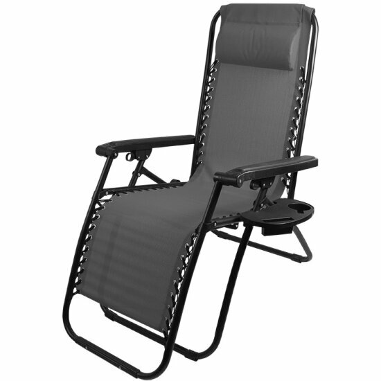 Кресло-шезлонг складное Ecos CHO-137-14 Люкс с подставкой, чёрный
