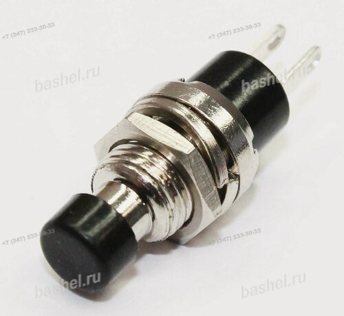 Изображение товара Кнопка PBS-10C-2 мини, б/ф, мет. (размыкание), чёрная