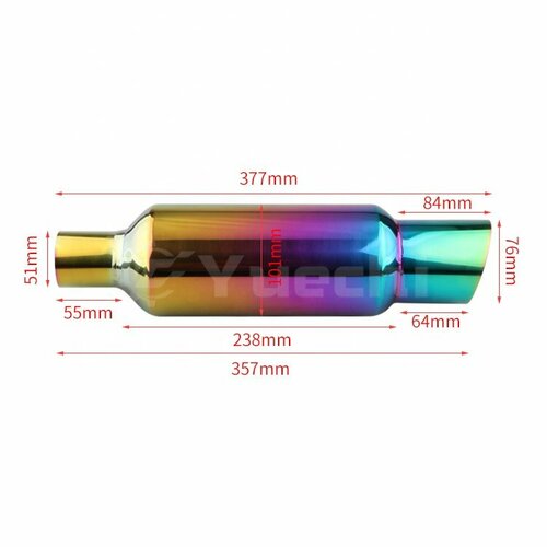 Насадка на выхлопную трубу Yuechi Car Auto Neonchrome из нержавеющей стали для универсального использования арт. YC-WH0079