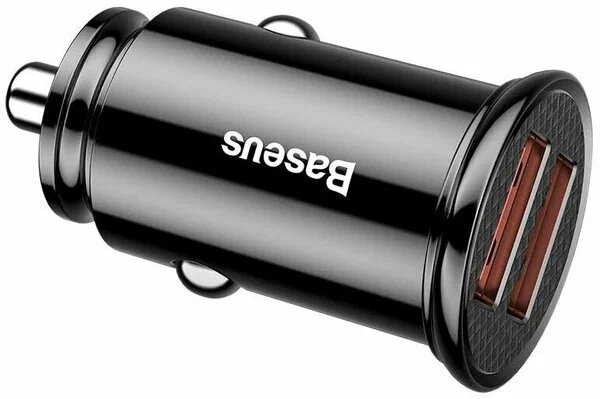 Автомобильное зарядное устройство (2х)U, Baseus Dual QC Car Charger, 30 Вт, RU, черное
