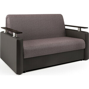 фото Диван-кровать Шарм-Дизайн Шарм 100 рогожка латте и экокожа шоколад