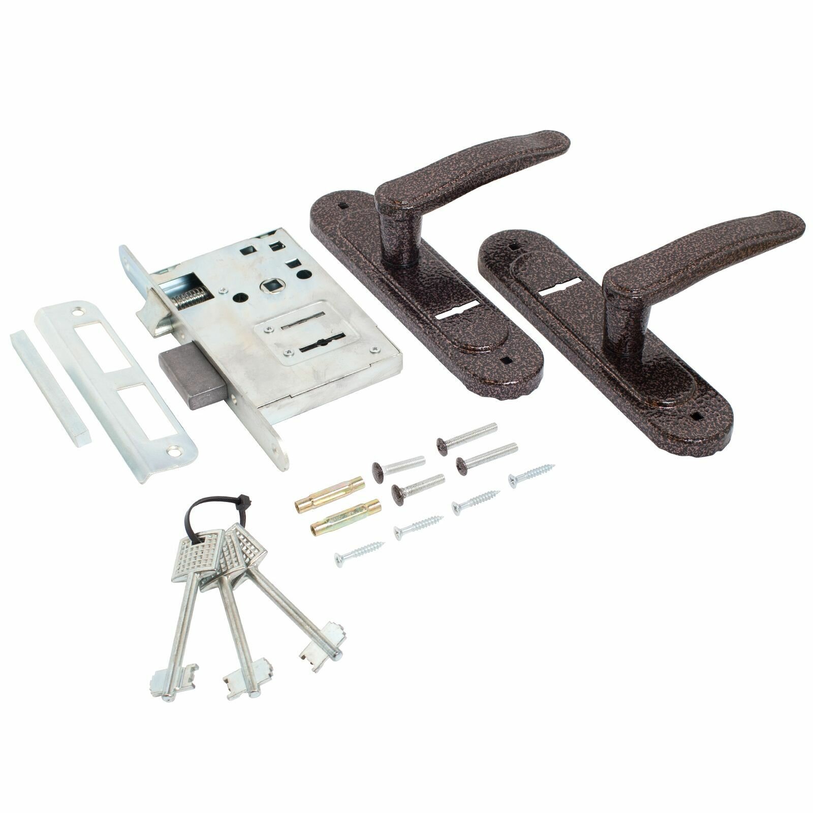 Врезной замок Птимаш ЗВ9-4.03, медь, 1 замок, сувальдный механизм, 3 ключа — фото 1