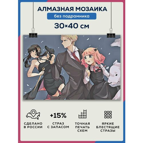Алмазная мозаика 30x40 Семья шпиона без подрамника