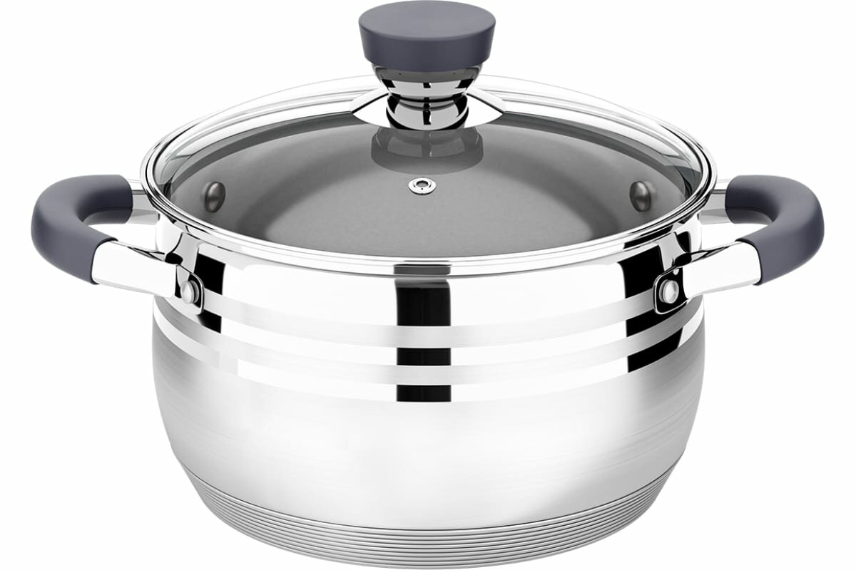 Кастрюля Lara LR02-473 MERCURY 4.9л стекл. крышка стальной