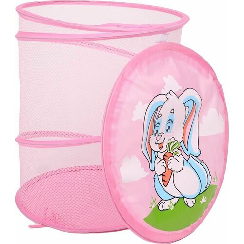 Складная корзина-органайзер для хранения ящик для игрушек и белья с крышкой 51 литр розовая 499₽