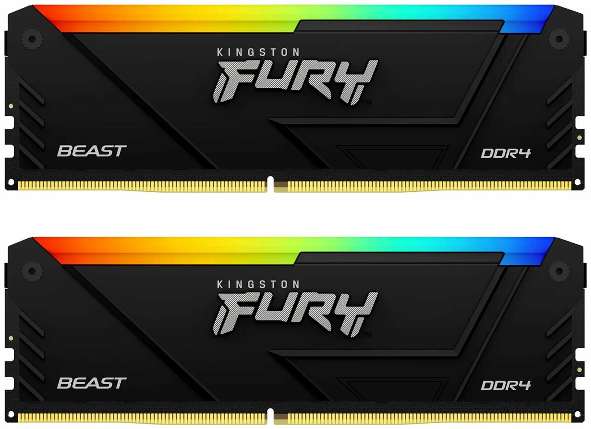 Оперативная память Kingston DDR4 64GB (2x32GB) 3600Mhz FURY Beast Black RGB (KF436C18BB2AK2/64)