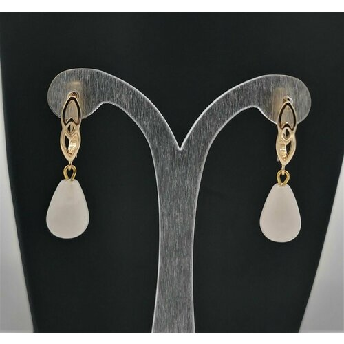 Серьги с подвесками Apsara, кварц, розовый, золотой