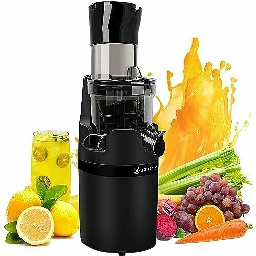 Соковыжималка Медленная соковыжималка для целых фруктов и овощей жевание холодным прессом с широкой горловиной загрузочная часть 80 мм функция реверса тихий мотор соковыжималка для свежего полезного для здоровья сока черная EL18 3453300₽