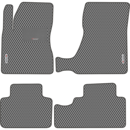 фото Автомобильные коврики eva для hyundai tucson i (2004-2010), с каучуковым подпятником и 2 эмблемами hyundai, серые с серым кантом, ячейка - ромб carstar