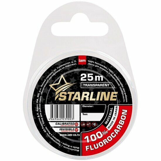 Флюорокарбон Star Line STARLINE 100% FLUOROCARBON 25m (transparent) 0.34мм