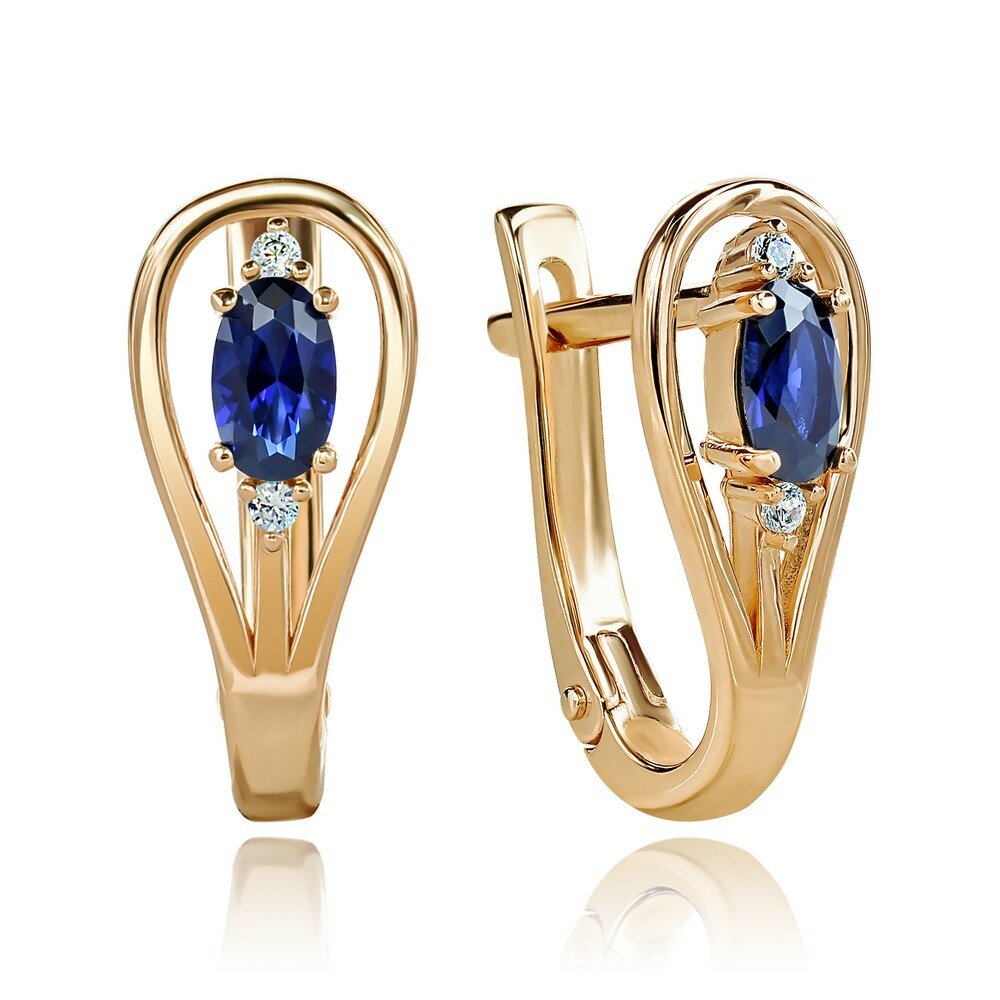 Серьги ALORIS, красное золото, 585 проба, сапфир