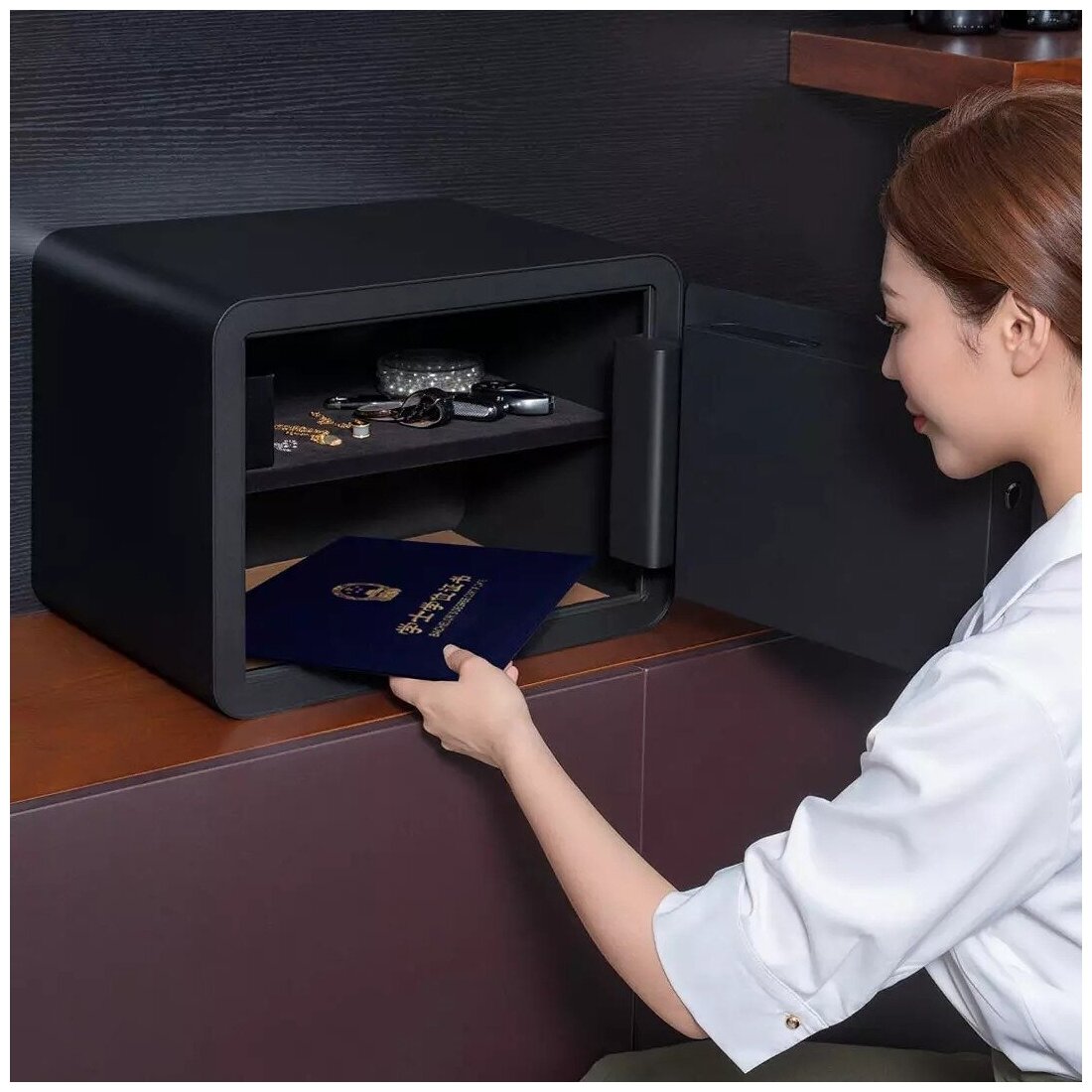 Изображение Умный электронный сейф с датчиком отпечатка пальца Xiaomi Mijia Smart Safe Deposit Box Dark Grey (BGX-5X1-3001)