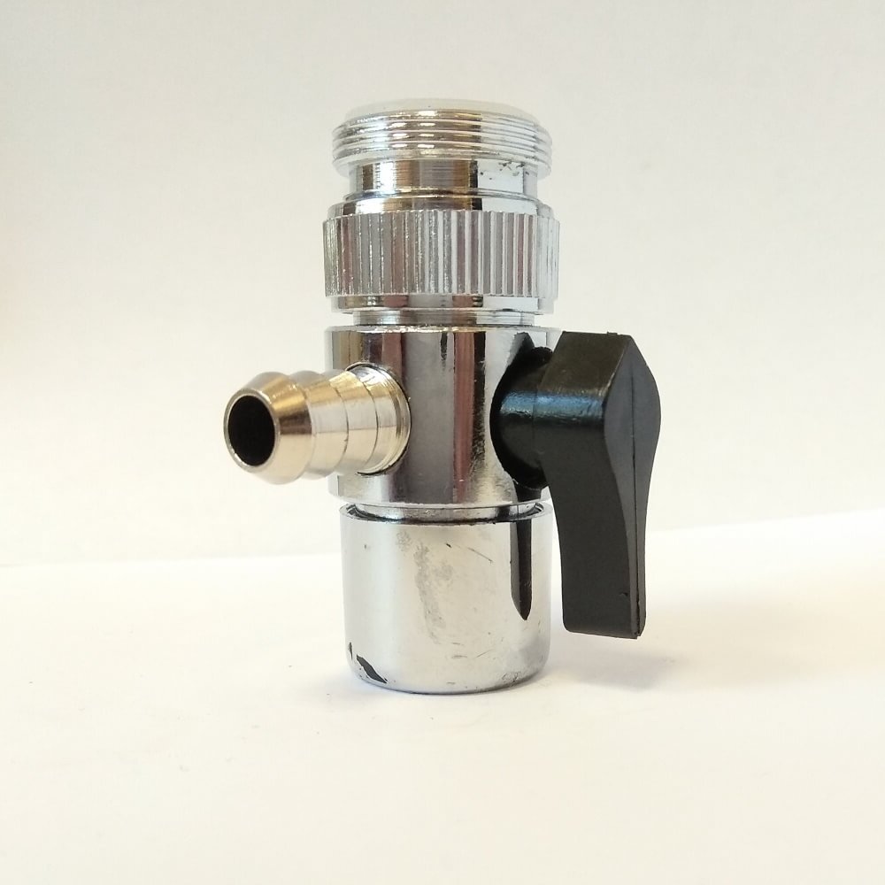 Переходник - дивертор под шланг 11.9 мм с краном с металлической муфтой