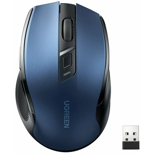 Мышка беспроводная компьютерная UGREEN MU006 Ergonomic Wireless Mouse синий синий, черный, голубой