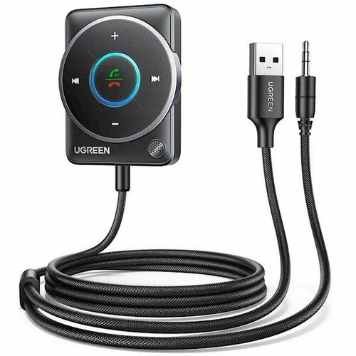 фото Автомобильный bluetooth приемник ugreen cm723 (35002) car bluetooth 5.3 receiver audio adapter. цвет: черный