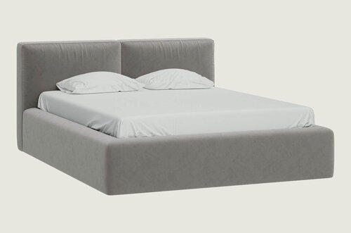 Изображение товара Кровать двуспальная с подъемным механизмом, 180x200 Divan.ru Фостер Велюр Светло-серый 233x206x94 см, велюр, серый