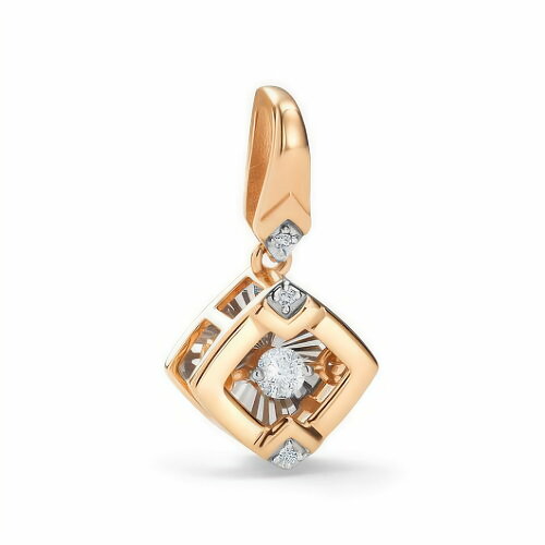 фото Подвеска diamant online, красное золото, 585 проба, бриллиант, размер 1.9 см., прозрачный