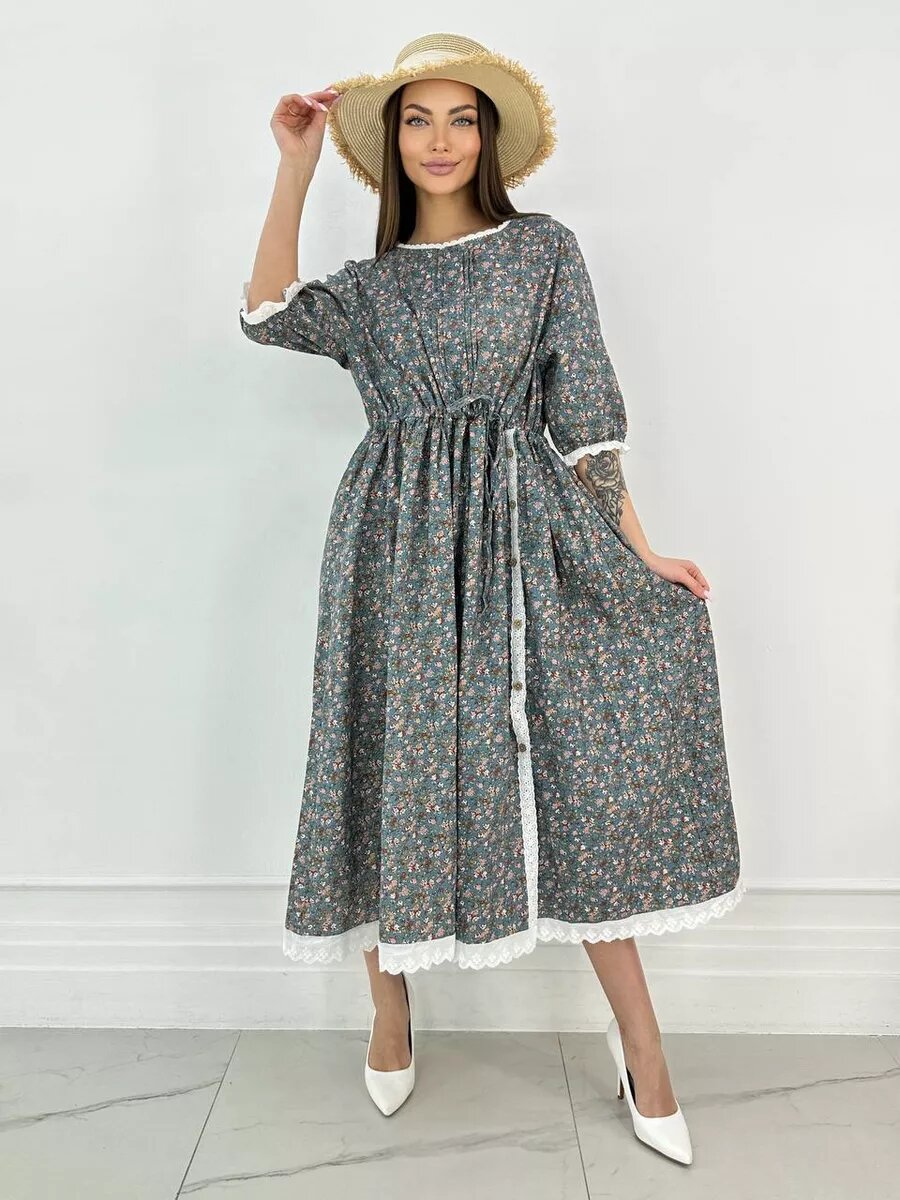 Платье SHAMA STYLE классика, размер 46-50, голубой, синий