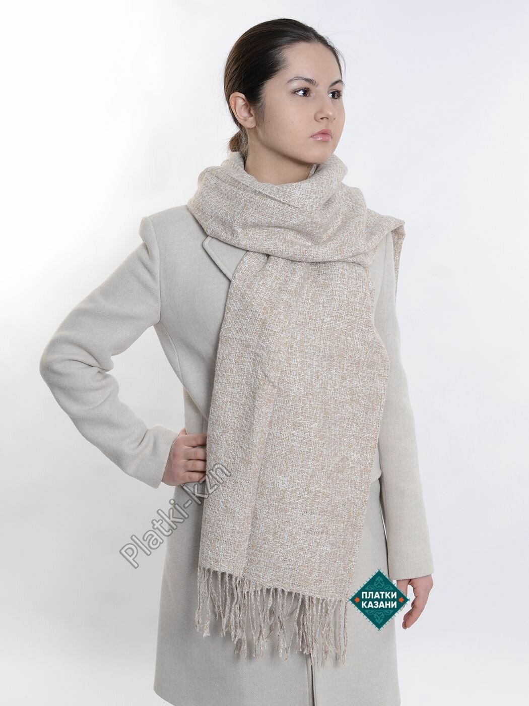 Палантин Cashmere для женщин,180х65 см, бежевый