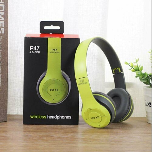 Беспроводные наушники P47 Bluetooth 50 EDR Wireless с микрофоном FM-радио с поддержкой SD-карты памяти Mp3-плеер зеленый 435₽